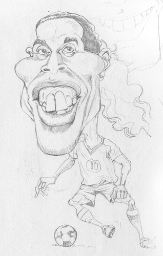 Cartoon: Ronaldinho (medium) by Abdul Salim tagged caricature,ronaldinho,pencil