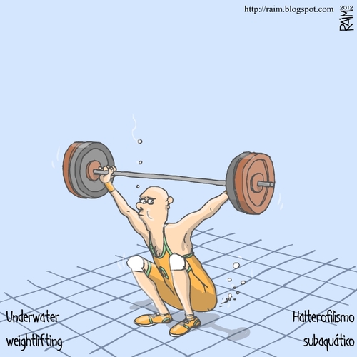 Cartoon: Underwater weightlifting (medium) by raim tagged games,olympics,underwater,weightlifting