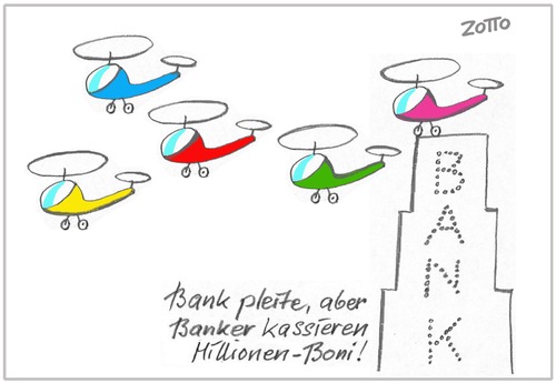 Cartoon: Banker-Boni (medium) by Zotto tagged behavior,antisocial,verhalten,asoziales