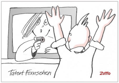 Cartoon: Crime Scene TV (medium) by Zotto tagged schuss,kommissarin,stress,krimi