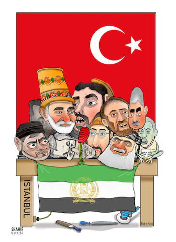 Cartoon: Afghan warlord in Istanbul! (medium) by Shahid Atiq tagged afghanistan