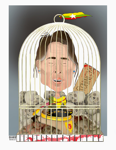 Cartoon: Aung San Sau Kyi ! (medium) by Shahid Atiq tagged manimar
