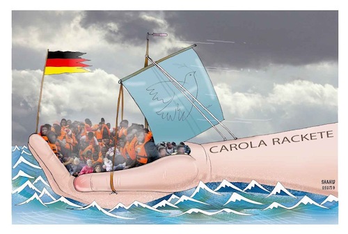 Cartoon: Carola Rackete ! (medium) by Shahid Atiq tagged eu