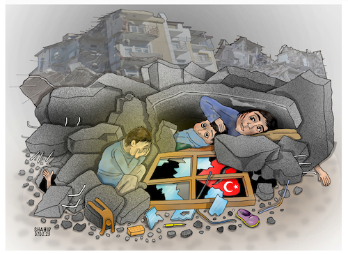Cartoon: Earthquake! (medium) by Shahid Atiq tagged turkey