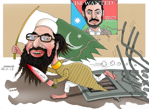 Cartoon: Global terrorist released ! (medium) by Shahid Atiq tagged afghanistan,balkh,helmand,kabul,london,nangarhar,and,ghor,attack