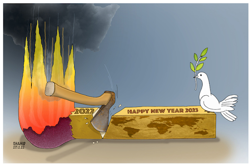 Cartoon: Happy New Year 2023! (medium) by Shahid Atiq tagged world