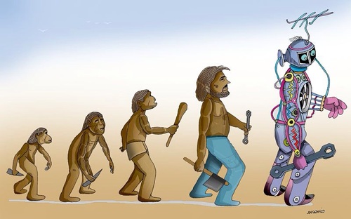 Cartoon: Human and Machines (medium) by Shahid Atiq tagged 0215