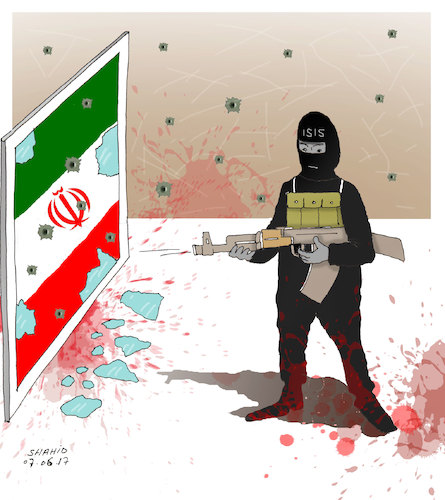 Cartoon: Iran terror Attack ! (medium) by Shahid Atiq tagged afghanistan,balkh,helmand,kabul,london,nangarhar,attack