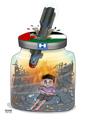 Cartoon: Killing children is a war crime! (medium) by Shahid Atiq tagged palestine