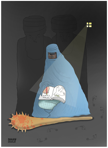 Cartoon: March 8th under the Taliban! (medium) by Shahid Atiq tagged afghanistan