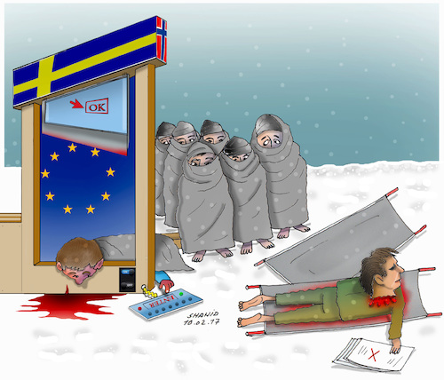 Cartoon: Migrants Suicide ! (medium) by Shahid Atiq tagged trump,afghanistan,safi,shahid,bahar,ieba,rayian,musa,kart,crni,berlin