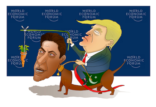 Cartoon: Pakistan PM in Davos! (medium) by Shahid Atiq tagged pakistan