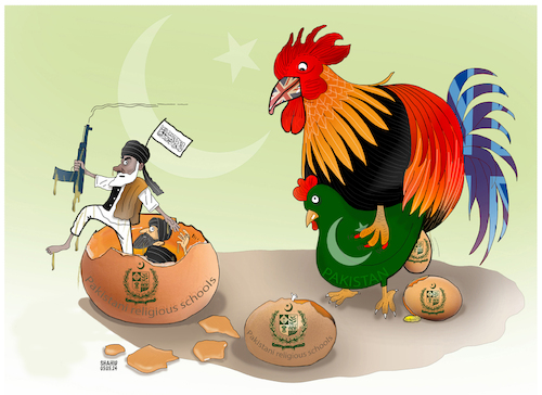 Cartoon: Production of terrorists! (medium) by Shahid Atiq tagged afghanistan