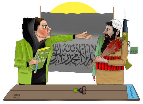 Cartoon: Protest of Afghan women! (medium) by Shahid Atiq tagged afghanistan