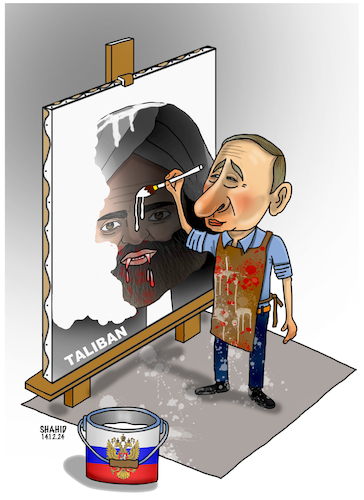 Cartoon: Putin and Taliban! (medium) by Shahid Atiq tagged afghanistan