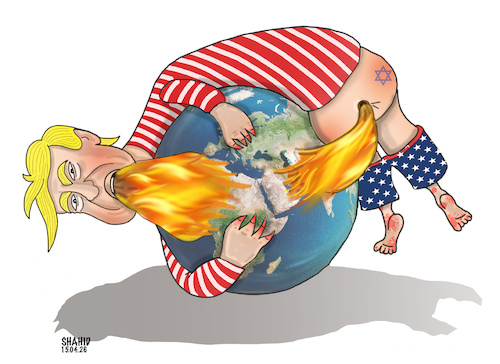 Cartoon: Set the world on fire! (medium) by Shahid Atiq tagged iran