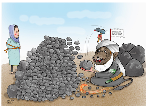 Cartoon: stoning !!! (medium) by Shahid Atiq tagged afghanistan