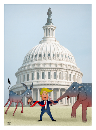 Cartoon: Trump between Senat and Cong.. ! (medium) by Shahid Atiq tagged usa