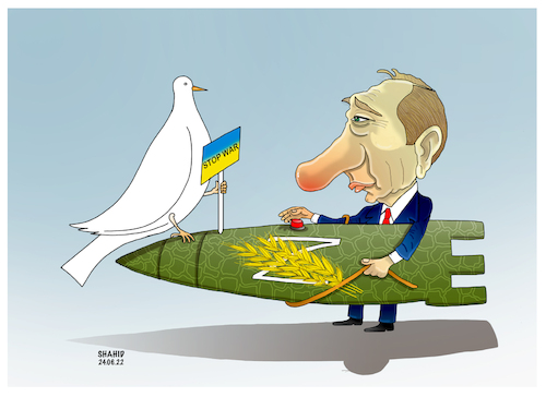 Cartoon: Weaponising food in Ukraine ! (medium) by Shahid Atiq tagged ukraine