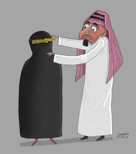 Cartoon: Woman in saudi (medium) by Shahid Atiq tagged 0202