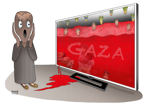 Cartoon: World scream! (medium) by Shahid Atiq tagged palestine