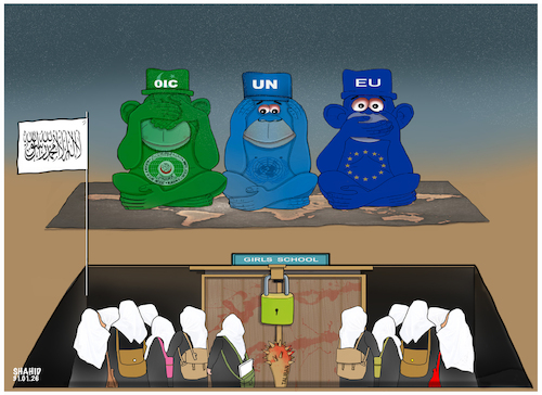 Cartoon: World silence! (medium) by Shahid Atiq tagged afghanistan