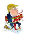 Cartoon: Ttump on suicide mission to blow (small) by Shahid Atiq tagged usa
