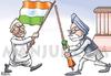 Cartoon: Manmohan Govt vs Anna Hazare (small) by manjul tagged janlokpal lokpal hazare anna tricolour corruption singh manmohan