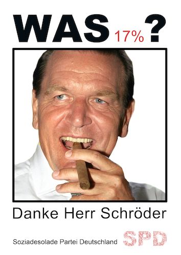 Cartoon: Danke Herr Schröder (medium) by heschmand tagged spd,bundestag,wahl,wahlen,schröder