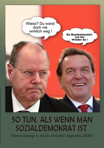 Cartoon: Er kann s sagt Helmut (medium) by heschmand tagged spd,steinbrück,schröder,hartz4