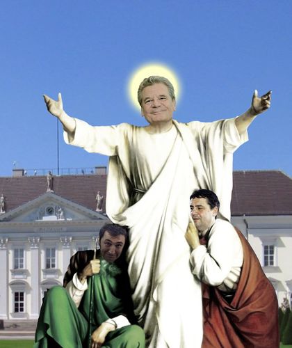 Cartoon: Jesus lebt (medium) by heschmand tagged gabriel,gauck,bundespräsident,wahl,grüne,spd