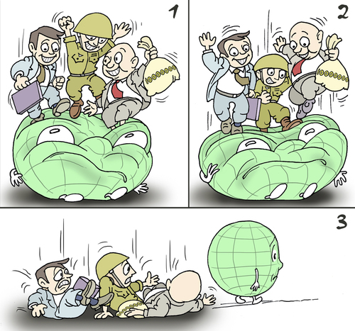 Cartoon: jumped-jumped and... (medium) by gonopolsky tagged earth,humanity,jumped