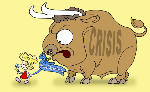 Cartoon: taming the bull (medium) by gonopolsky tagged europe,crisis,mutual,assistance