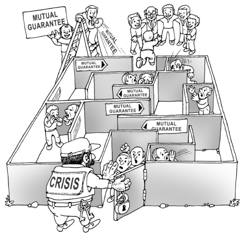 Cartoon: the maze (medium) by gonopolsky tagged crisis,mutual,aid