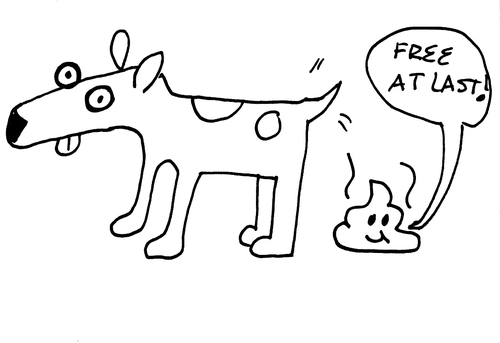Cartoon: Gross But Cute-Number One (medium) by Deborah Leigh tagged grossbutcute,gross,cute,dog,poop,bw