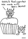 Cartoon: Gross But Cute (small) by Deborah Leigh tagged grossbutcute,cupcake,cake,devil,desert,bw,drawing,deborahleigh
