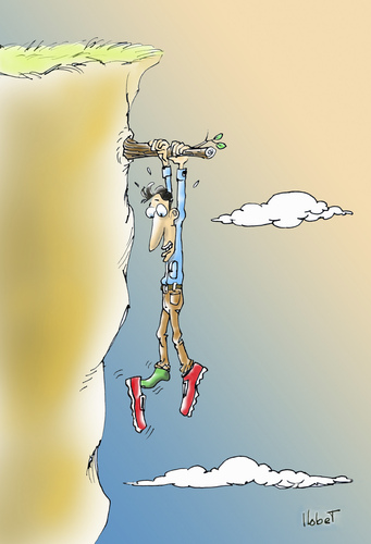 Cartoon: Shoes to the edge (medium) by llobet tagged edge,shoes,precipice