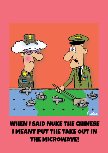Cartoon: Funny Military conflict cartoon (medium) by The Nuttaz tagged military,war,battle,conflict,international,relations,chinese,fast,food,officer,soldier