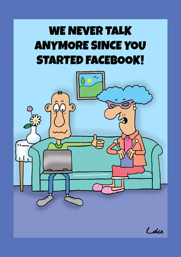 Cartoon: You like this facebook cartoon (medium) by The Nuttaz tagged facebook,internet,relationships,marriage,communication,lounge,laptop,knitting,ageing,networking