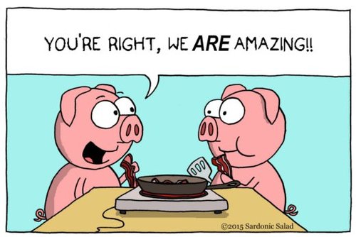 Cartoon: everybody loves bacon (medium) by sardonic salad tagged bacon,pigs,cartoon,comic,sardonic,salad