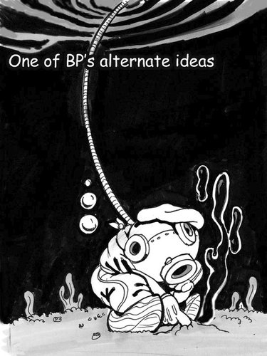 Cartoon: New solutions in BP oil fix (medium) by Curbis_humor tagged oil,leak