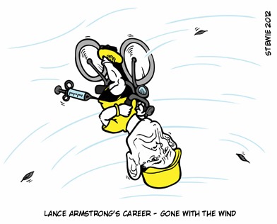 Cartoon: Lance Armstrong (medium) by stewie tagged wind,the,with,gone,career,armstrong,lance