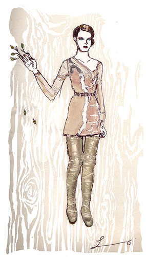 Cartoon: Rodarte Fall 2009 (medium) by lavi tagged redarte,fashion,illustration,wood,tree,boots