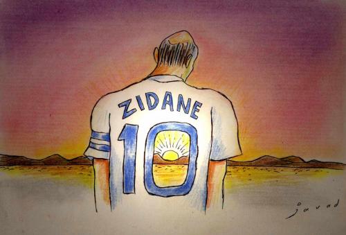 Cartoon: Zidane- sunset or sunrise (medium) by javad alizadeh tagged zidane,world,cup,