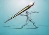 Cartoon: pen thrower (small) by javad alizadeh tagged thrower throwing olympic sports
