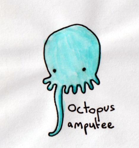 Cartoon: octopus amputee (medium) by zappablamma tagged octopus,amputee,tentacles,sea,creature,funny