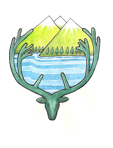 Cartoon: The wild nature (medium) by ercan baysal tagged nature,lake,mountain,tree,coloured,forest,deer,art,work,form,handmade,create,design,symbol,logo,tattoo,fantasy,image,good,job,magazine,greetings,newspaper,card,banner,idea,poster,word,talent,vision,paint,tag,dream,daydream,pencil,master,picturize