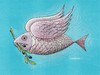 Cartoon: Fish (small) by ercan baysal tagged peace bird olive sea fly blue tiere absurd humour satire animals logo ercanbaysal hope cartoons