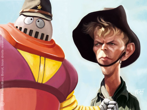 Cartoon: Bowie and the Boss Borot (medium) by jmborot tagged bowie,furyo,boss,borot,caricature,jmborot