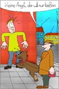 Cartoon: Der will nur beißen (small) by chaosartwork tagged hund,beißen,bissig,tier,gassi,herrchen,böser